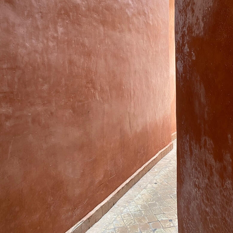 Mineral painted palace walls, Marrakech Morocco